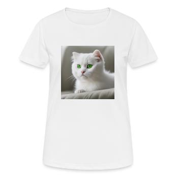 chat yeux verts - T-shirt respirant Femme - blanc - Devant - AI Model Female 172 dark (172cm)