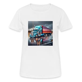 blauer und roter LKW - Frauen T-Shirt atmungsaktiv - Weiß - Vorne - AI Model Female 172 dark (172cm)