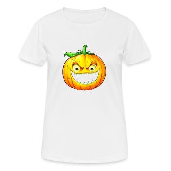 halloween, scary pumpkin with sharp teeth - Women's Breathable T-Shirt - white - Front - AI Model Female 172 dark (172cm)