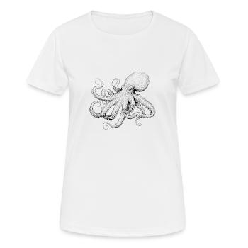 Illustration de poulpe délicat en noir - T-shirt respirant Femme - blanc - Devant - AI Model Female 172 dark (172cm)