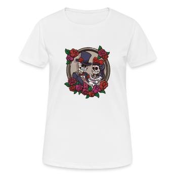 Sugar Skull Squelette Couple - T-shirt respirant Femme - blanc - Devant - AI Model Female 172 dark (172cm)