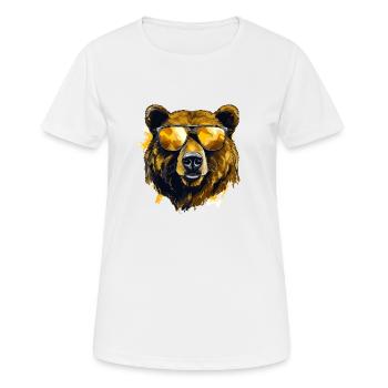 Bär mit Sonnenbrille, Illustration - Frauen T-Shirt atmungsaktiv - Weiß - Vorne - AI Model Female 172 dark (172cm)