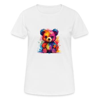 der bunte Teddy - Frauen T-Shirt atmungsaktiv - Weiß - Vorne - AI Model Female 172 dark (172cm)