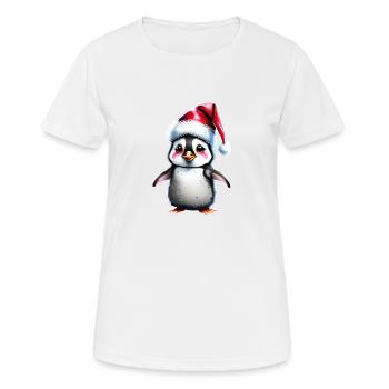 Christmas Penguin Santa Hat Winter Design - Women's Breathable T-Shirt - white - Front - AI Model Female 172 dark (172cm)