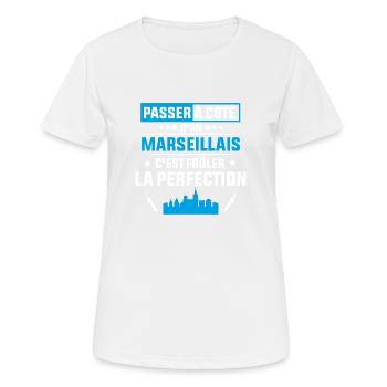 Idée cadeau pour un marseillais - T-shirt respirant Femme - blanc - Devant - AI Model Female 172 dark (172cm)