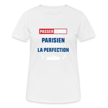 Idée cadeau pour un Parisien - T-shirt respirant Femme - blanc - Devant - AI Model Female 172 dark (172cm)