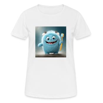 mignon petit monstre moelleux brosse à dents brosse à dents dents - T-shirt respirant Femme - blanc - Devant - AI Model Female 172 dark (172cm)