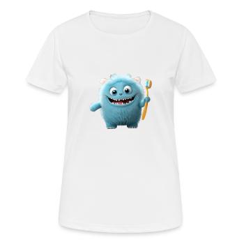mignon petit monstre moelleux brosse à dents brosse à dents dents - T-shirt respirant Femme - blanc - Devant - AI Model Female 172 dark (172cm)