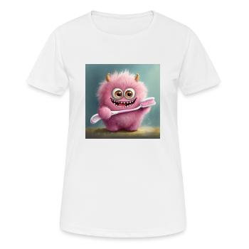 mignon petit monstre moelleux brosse à dents brosse à dents dents - T-shirt respirant Femme - blanc - Devant - AI Model Female 172 dark (172cm)