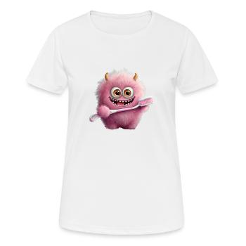 mignon petit monstre moelleux brosse à dents brosse à dents dents - T-shirt respirant Femme - blanc - Devant - AI Model Female 172 dark (172cm)