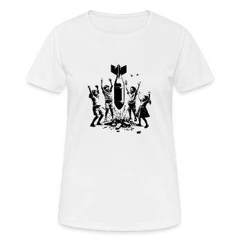 Children dancing, singing and laughing around bomb - Women's Breathable T-Shirt - white - Front - AI Model Female 172 dark (172cm)