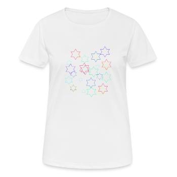 Sterne,stern, bunte Sterne - Frauen T-Shirt atmungsaktiv - Weiß - Vorne - AI Model Female 172 dark (172cm)