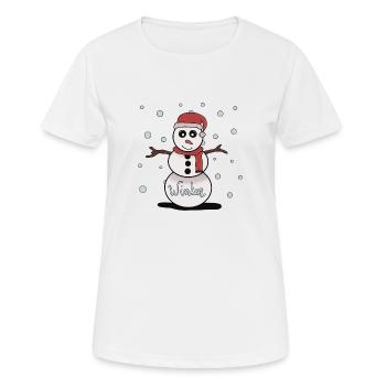 Winter - Frauen T-Shirt atmungsaktiv - Weiß - Vorne - AI Model Female 172 dark (172cm)