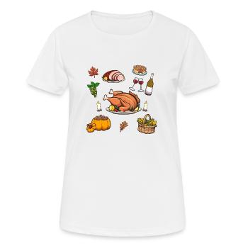 Nourriture de Thanksgiving - T-shirt respirant Femme - blanc - Devant - AI Model Female 172 dark (172cm)