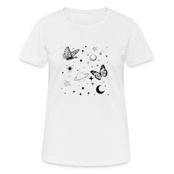 Weltraum-Schmetterling - Frauen T-Shirt atmungsaktiv - Weiß - Vorne - AI Model Female 172 dark (172cm)