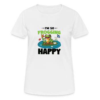 I´m so Frogging Happy - Frauen T-Shirt atmungsaktiv - Weiß - Vorne - AI Model Female 172 dark (172cm)