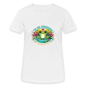 I´m so Frogging Happy - Frauen T-Shirt atmungsaktiv - Weiß - Vorne - AI Model Female 172 dark (172cm)