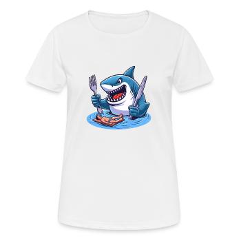Hungriger Hai - Frauen T-Shirt atmungsaktiv - Weiß - Vorne - AI Model Female 172 dark (172cm)