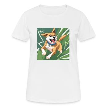 Fröhlicher Laufhund - Frauen T-Shirt atmungsaktiv - Weiß - Vorne - AI Model Female 172 dark (172cm)