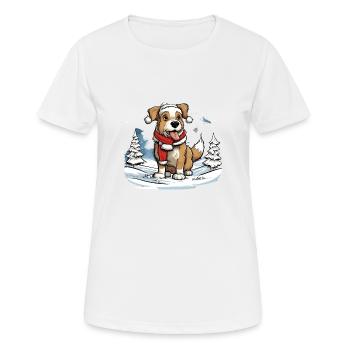 Chien festif - T-shirt respirant Femme - blanc - Devant - AI Model Female 172 dark (172cm)