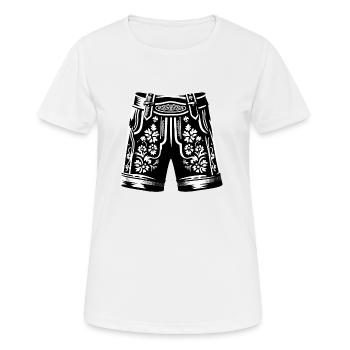 Bayrische Lederhose - Frauen T-Shirt atmungsaktiv - Weiß - Vorne - AI Model Female 172 dark (172cm)