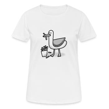 Seagull with a Chippy in its beak - Women's Breathable T-Shirt - white - Front - AI Model Female 172 dark (172cm)