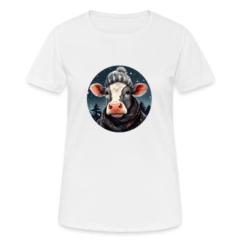 Vache en hiver - T-shirt respirant Femme - blanc - Devant - AI Model Female 172 dark (172cm)