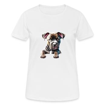 Staffordshire Bull Terrier Chien Propriétaires de chiens Chiens - T-shirt respirant Femme - blanc - Devant - AI Model Female 172 dark (172cm)