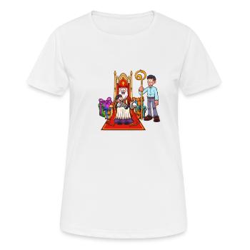 Saint-Nicolas avec enfant - T-shirt respirant Femme - blanc - Devant - AI Model Female 172 dark (172cm)