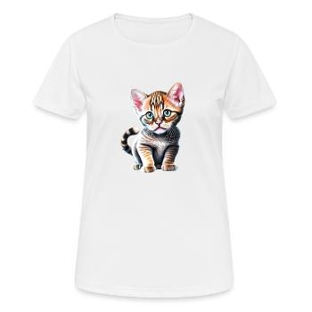 Chat, Propriétaire de chat, Chaton, Animal de compagnie, Chat domestique - T-shirt respirant Femme - blanc - Devant - AI Model Female 172 dark (172cm)