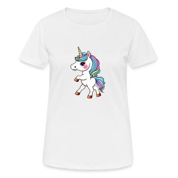 Einhorn Fabeltier Mädchen Einhörner Fabelwesen - Frauen T-Shirt atmungsaktiv - Weiß - Vorne - AI Model Female 172 dark (172cm)