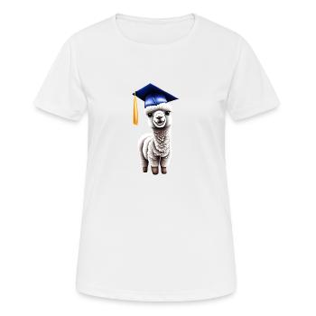 Diplômé de l’école de baccalauréat d’alpaga - T-shirt respirant Femme - blanc - Devant - AI Model Female 172 dark (172cm)