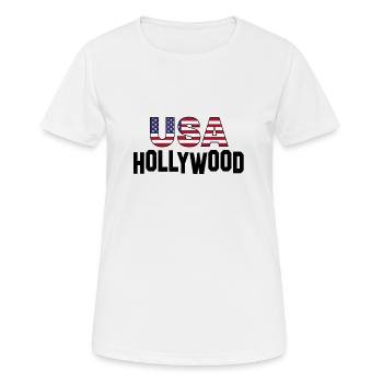 USA Hollywood - Frauen T-Shirt atmungsaktiv - Weiß - Vorne - AI Model Female 172 dark (172cm)