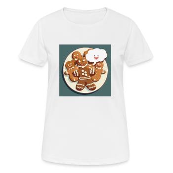 Lebkuchen / Weihnachten / Lebkuchenmann - Frauen T-Shirt atmungsaktiv - Weiß - Vorne - AI Model Female 172 dark (172cm)
