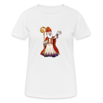 Saint Nicolas agitant la main - T-shirt respirant Femme - blanc - Devant - AI Model Female 172 dark (172cm)