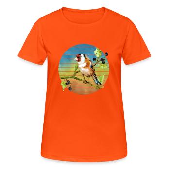 Bunter Vogel - Frauen T-Shirt atmungsaktiv - Neonorange - Vorne - AI Model Female 172 dark (172cm)