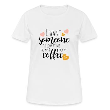 Coffee Love - Frauen T-Shirt atmungsaktiv - Weiß - Vorne - AI Model Female 172 dark (172cm)