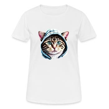 Chat, Propriétaire de chat, Chaton, Animal de compagnie, Chat domestique - T-shirt respirant Femme - blanc - Devant - AI Model Female 172 dark (172cm)
