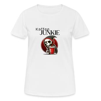 Kaffee Junkie - Frauen T-Shirt atmungsaktiv - Weiß - Vorne - AI Model Female 172 dark (172cm)