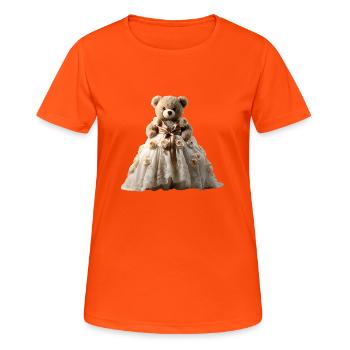 Ours en peluche en robe de mariée - T-shirt respirant Femme - orange néon - Devant - AI Model Female 172 dark (172cm)