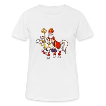Saint Nicolas à cheval - T-shirt respirant Femme - blanc - Devant - AI Model Female 172 dark (172cm)