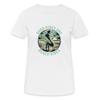Surfen Surfer Sommer Palmen Strand Sonne Urlaub - Frauen T-Shirt atmungsaktiv - Weiß - Vorne - AI Model Female 172 dark (172cm)