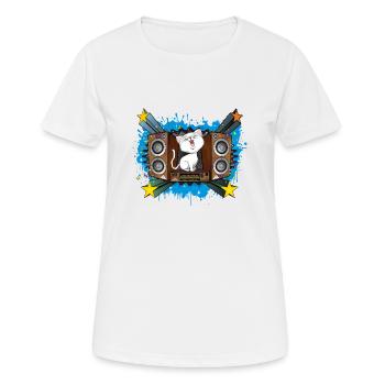 Singende Katze - Frauen T-Shirt atmungsaktiv - Weiß - Vorne - AI Model Female 172 dark (172cm)