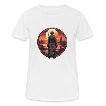Moine méditant dans la vallée - T-shirt respirant Femme - blanc - Devant - AI Model Female 172 dark (172cm)