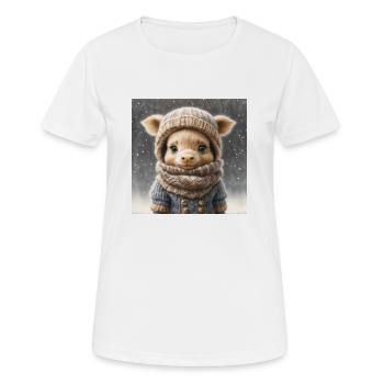 Niedliches Wintertier mit Kleidung im Schnee - Frauen T-Shirt atmungsaktiv - Weiß - Vorne - AI Model Female 172 dark (172cm)