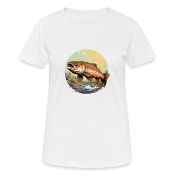 Forelle - Frauen T-Shirt atmungsaktiv - Weiß - Vorne - AI Model Female 172 dark (172cm)