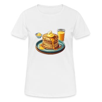 Leckerer Pfannkuchenstapel mit Sirup und Butter - Frauen T-Shirt atmungsaktiv - Weiß - Vorne - AI Model Female 172 dark (172cm)