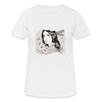 Mädchen mit Libelle im Haar - Frauen T-Shirt atmungsaktiv - Weiß - Vorne - AI Model Female 172 dark (172cm)