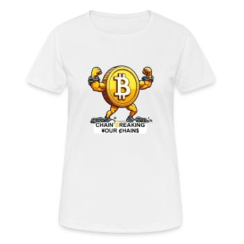 Bitcoin BTC - Chain Breaking Your Chains - Women's Breathable T-Shirt - white - Front - AI Model Female 172 dark (172cm)