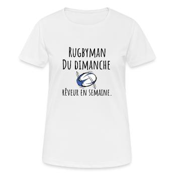 Verträumter Sonntags-Rugbyspieler unter der Woche - Frauen T-Shirt atmungsaktiv - Weiß - Vorne - AI Model Female 172 dark (172cm)